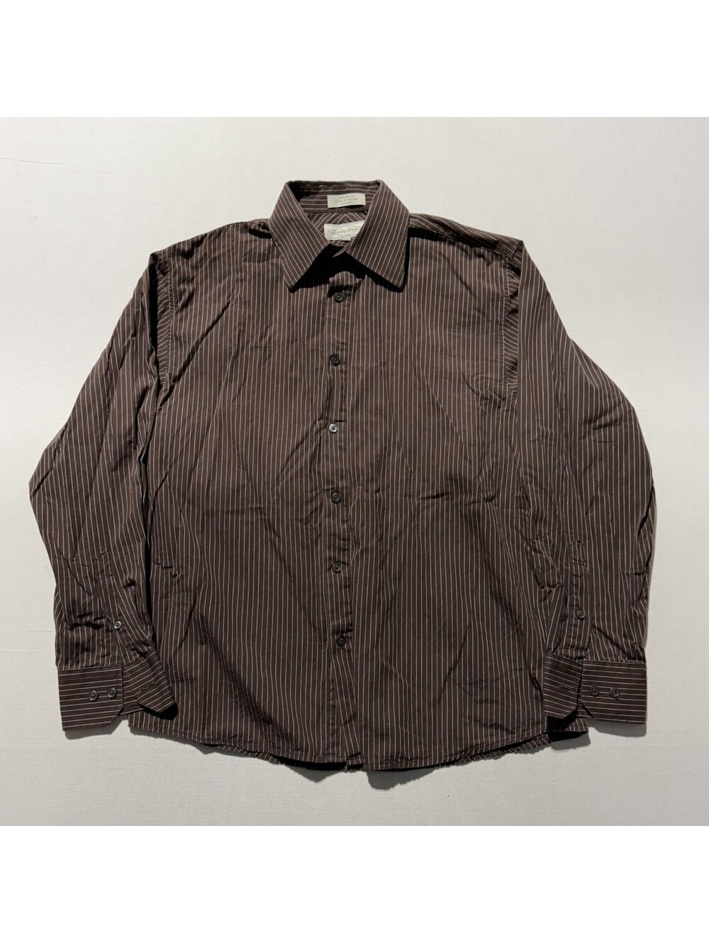 Eighty Eight Brown Pinstripe Button Up Shirt Long Sleeve Y2K
